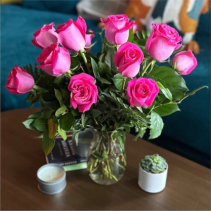 Long Stem Pink Rose Bouquet –  A Daisy A Day, Winston-salem NC
