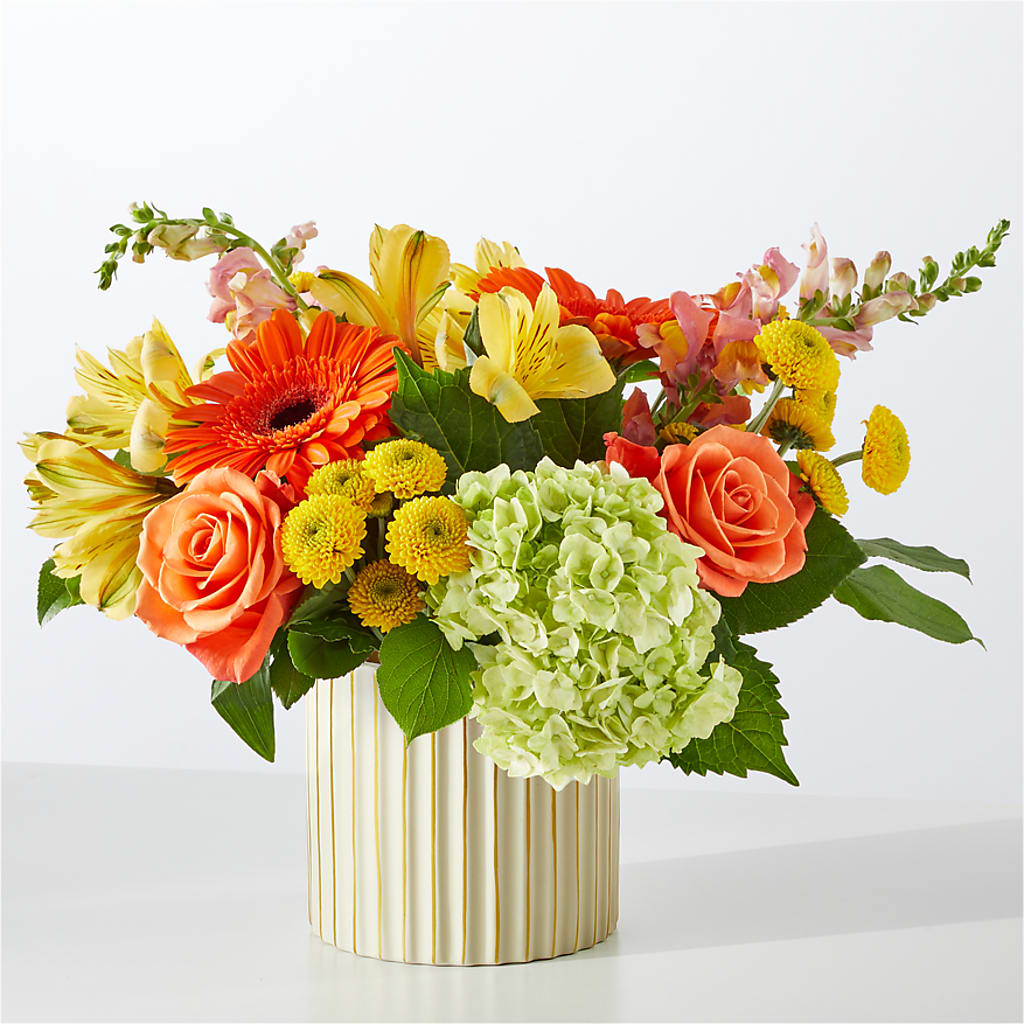 Autumn Sunshine Bouquet with Ivory Vase –  A Daisy A Day, Winston-salem NC