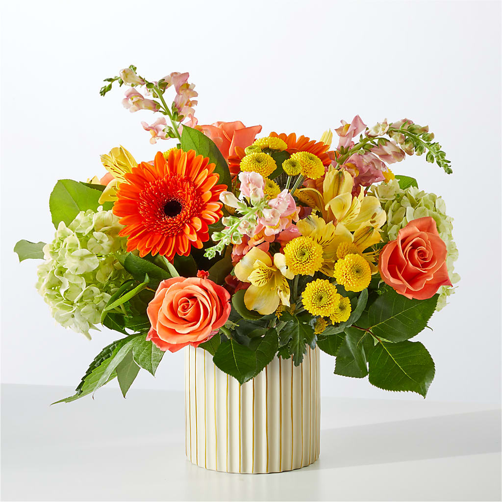 Autumn Sunshine Bouquet with Ivory Vase –  A Daisy A Day, Winston-salem NC