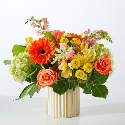 Autumn Sunshine Bouquet with Ivory Vase –  A Daisy A Day, Winston-salem NC